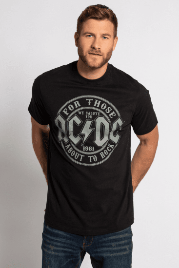 JP1880 AC/DC Graphic Comfort Fit Band T-Shirt Black - Kratke Majice - Moške kratke majice za močnejše postave