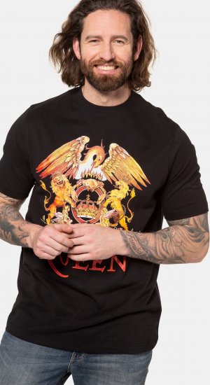 JP1880 Queen Graphic Comfort Fit Band T-Shirt Black - Kratke Majice - Moške kratke majice za močnejše postave