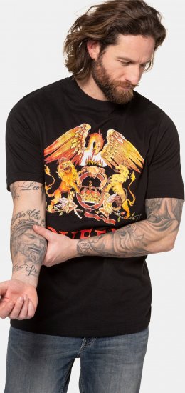 JP1880 Queen Graphic Comfort Fit Band T-Shirt Black - Kratke Majice - Moške kratke majice za močnejše postave