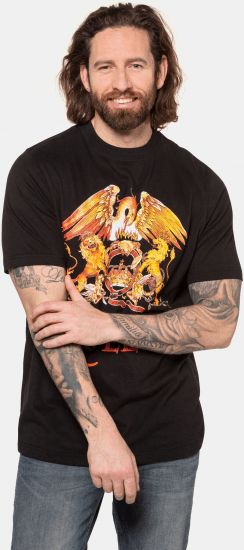 JP1880 Queen Graphic Comfort Fit Band T-Shirt Black - Kratke Majice - Moške kratke majice za močnejše postave