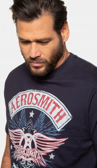 JP1880 Aerosmith Graphic Comfort Fit Band T-Shirt Black - Kratke Majice - Moške kratke majice za močnejše postave