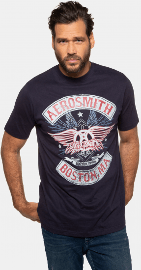 JP1880 Aerosmith Graphic Comfort Fit Band T-Shirt Black - Kratke Majice - Moške kratke majice za močnejše postave