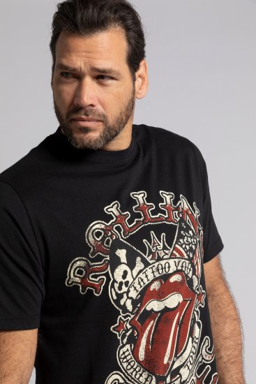 JP1880 Rolling Stones Graphic Comfort Fit Band T-Shirt Black - Kratke Majice - Moške kratke majice za močnejše postave