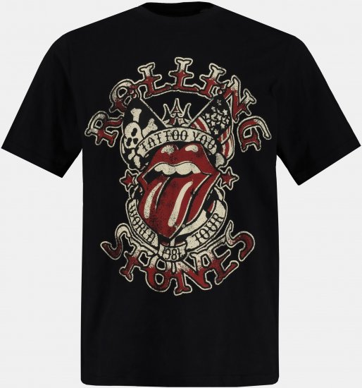 JP1880 Rolling Stones Graphic Comfort Fit Band T-Shirt Black - Kratke Majice - Moške kratke majice za močnejše postave