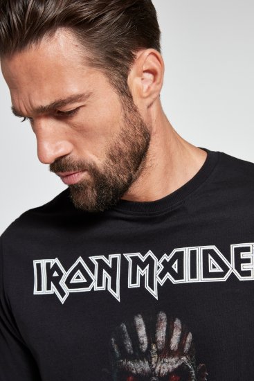 JP1880 Iron Maiden Graphic Band T-Shirt Black - Kratke Majice - Moške kratke majice za močnejše postave