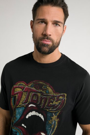 JP1880 Rolling Stones Graphic Band T-Shirt Black - Kratke Majice - Moške kratke majice za močnejše postave