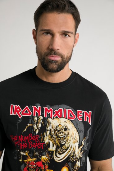 JP1880 Iron Maiden - Number of the Beast Graphic Comfort Fit Band T-Shirt Black - Kratke Majice - Moške kratke majice za močnejše postave