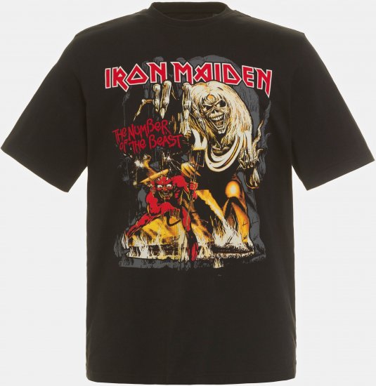 JP1880 Iron Maiden - Number of the Beast Graphic Comfort Fit Band T-Shirt Black - Kratke Majice - Moške kratke majice za močnejše postave