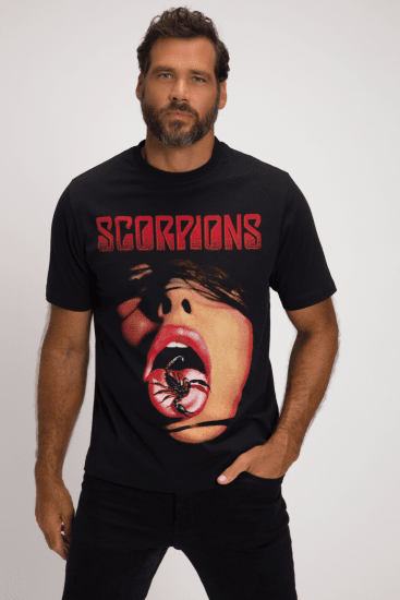 JP1880 Scorpions Graphic Comfort Fit Band T-Shirt Black - Kratke Majice - Moške kratke majice za močnejše postave
