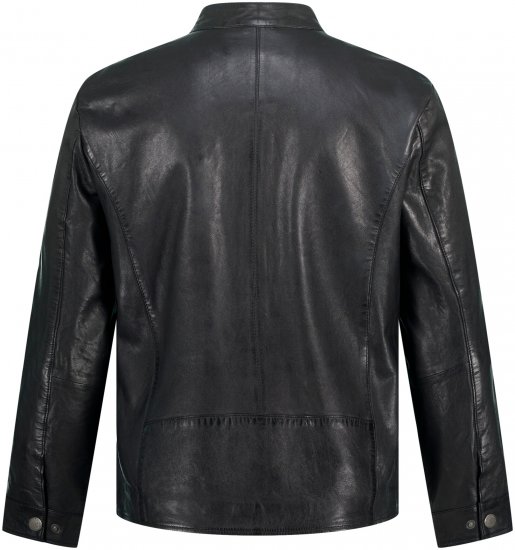 JP1880 Biker Style Leather Jacket Black - Jakne - Moške bunde za Močnejše Postave