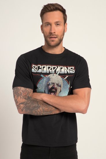 JP1880 Scorpions Blackout Graphic Comfort Fit Band T-Shirt Black - Kratke Majice - Moške kratke majice za močnejše postave