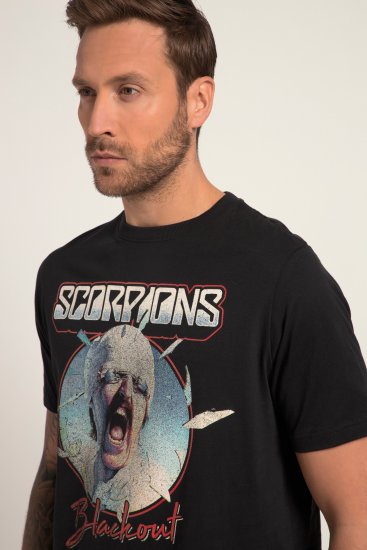 JP1880 Scorpions Blackout Graphic Comfort Fit Band T-Shirt Black - Kratke Majice - Moške kratke majice za močnejše postave