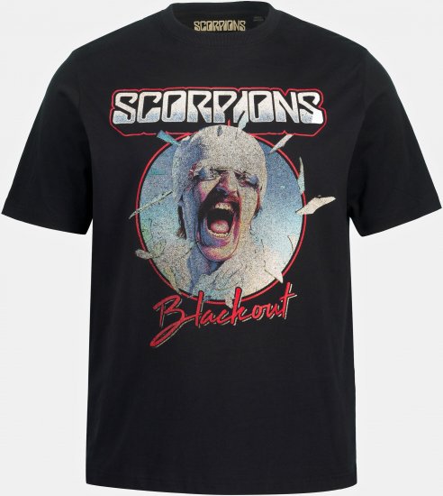 JP1880 Scorpions Blackout Graphic Comfort Fit Band T-Shirt Black - Kratke Majice - Moške kratke majice za močnejše postave