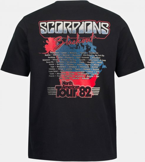 JP1880 Scorpions Blackout Graphic Comfort Fit Band T-Shirt Black - Kratke Majice - Moške kratke majice za močnejše postave