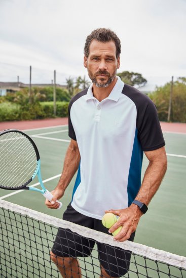 JP1880 FLEXNAMIC® QuickDry Tennis Polo Black-White-Blue - Športna & zunanja oblačila - Moška Športna Oblačila za Močnejše postave