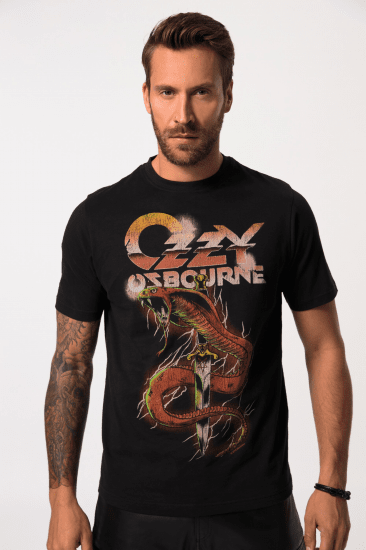 JP1880 Ozzy Osbourne Graphic Band T-Shirt Black - Kratke Majice - Moške kratke majice za močnejše postave