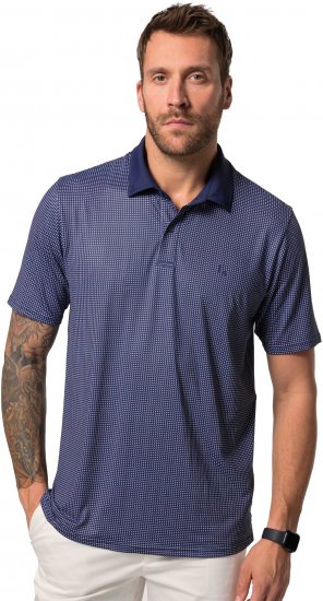 JP1880 Jay-Pi QuickDry Small Print Golf Polo Shirt Navy Blue - Polo majice - Moške Polo Majice za Močnejše Postave