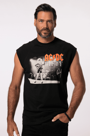 JP1880 AC/DC 50th Anniversary Band Photo Tank Top Black - Kratke Majice - Moške kratke majice za močnejše postave