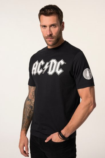 JP1880 AC/DC Classic Logo Band T-Shirt Black - Kratke Majice - Moške kratke majice za močnejše postave