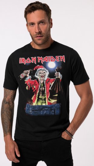 JP1880 Iron Maiden X-Mas Eddie Band T-Shirt Black - Kratke Majice - Moške kratke majice za močnejše postave