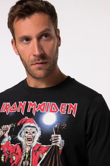 JP1880 Iron Maiden X-Mas Eddie Band T-Shirt Black - Kratke Majice - Moške kratke majice za močnejše postave