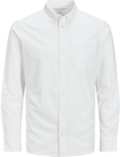 Jack & Jones Brook Oxford Long Sleeve Shirt White - Srajce - Moške srajce za Močnejše Postave