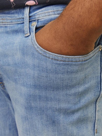 Jack & Jones Rick Original Shorts Blue Denim - Kratke hlače - Moške Kratke Hlače za Močnejše Postave
