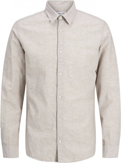 Jack & Jones Breeze Linen Blend Long Sleeve Shirt Crockery - Srajce - Moške srajce za Močnejše Postave