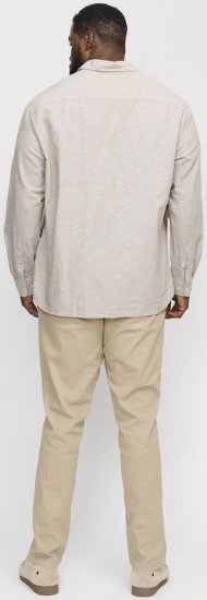Jack & Jones Breeze Linen Blend Long Sleeve Shirt Crockery - Srajce - Moške srajce za Močnejše Postave