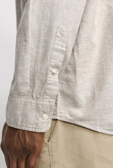 Jack & Jones Breeze Linen Blend Long Sleeve Shirt Crockery - Srajce - Moške srajce za Močnejše Postave