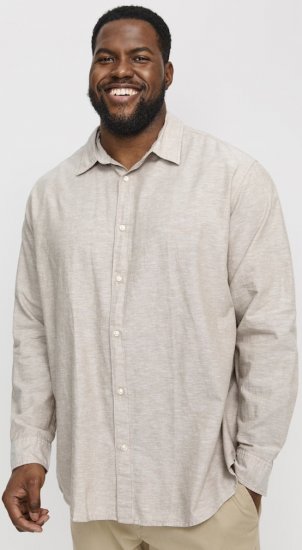 Jack & Jones Breeze Linen Blend Long Sleeve Shirt Crockery - Srajce - Moške srajce za Močnejše Postave