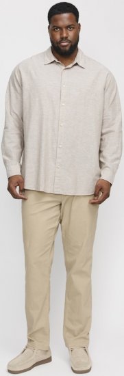 Jack & Jones Breeze Linen Blend Long Sleeve Shirt Crockery - Srajce - Moške srajce za Močnejše Postave