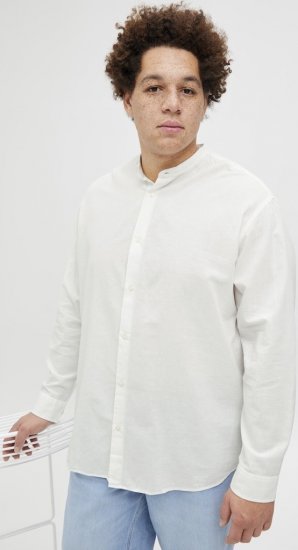 Jack & Jones Breeze Poplin Long Sleeve Shirt White - Srajce - Moške srajce za Močnejše Postave