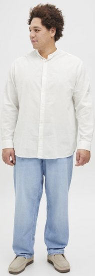 Jack & Jones Breeze Poplin Long Sleeve Shirt White - Srajce - Moške srajce za Močnejše Postave