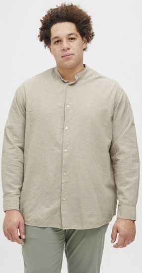 Jack & Jones Breeze Poplin Long Sleeve Shirt Beige - Srajce - Moške srajce za Močnejše Postave