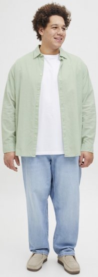 Jack & Jones Breeze Linen Blend Long Sleeve Shirt Iceberg Green - Srajce - Moške srajce za Močnejše Postave