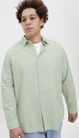 Jack & Jones Breeze Linen Blend Long Sleeve Shirt Iceberg Green - Srajce - Moške srajce za Močnejše Postave
