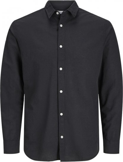 Jack & Jones Breeze Linen Blend Long Sleeve Shirt Black - Srajce - Moške srajce za Močnejše Postave