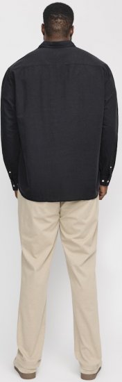 Jack & Jones Breeze Linen Blend Long Sleeve Shirt Black - Srajce - Moške srajce za Močnejše Postave