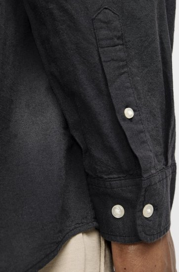 Jack & Jones Breeze Linen Blend Long Sleeve Shirt Black - Srajce - Moške srajce za Močnejše Postave
