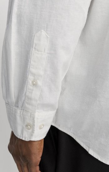 Jack & Jones Breeze Linen Blend Long Sleeve Shirt White - Srajce - Moške srajce za Močnejše Postave