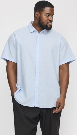 Jack & Jones Breeze Linen Blend Short Sleeve Shirt Chambray Blue - Srajce - Moške srajce za Močnejše Postave
