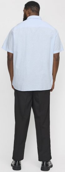 Jack & Jones Breeze Linen Blend Short Sleeve Shirt Chambray Blue - Srajce - Moške srajce za Močnejše Postave