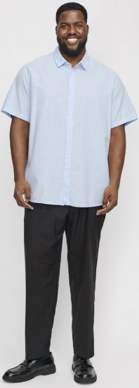 Jack & Jones Breeze Linen Blend Short Sleeve Shirt Chambray Blue - Srajce - Moške srajce za Močnejše Postave