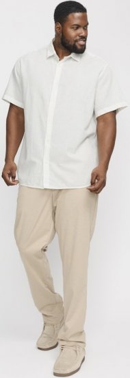 Jack & Jones Breeze Linen Blend Short Sleeve Shirt White - Srajce - Moške srajce za Močnejše Postave