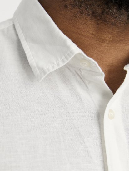 Jack & Jones Breeze Linen Blend Short Sleeve Shirt White - Srajce - Moške srajce za Močnejše Postave