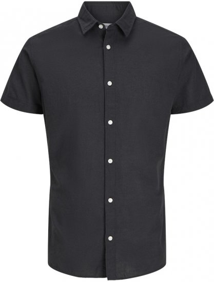 Jack & Jones Breeze Linen Blend Short Sleeve Shirt Black - Srajce - Moške srajce za Močnejše Postave