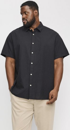 Jack & Jones Breeze Linen Blend Short Sleeve Shirt Black - Srajce - Moške srajce za Močnejše Postave