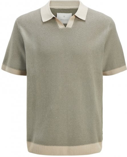 Jack & Jones Ceaston Knit Short Sleeve Sweater Vetiver - Puloverji & jopice - Moški Puloverji & Jopice za Močnejše Postave