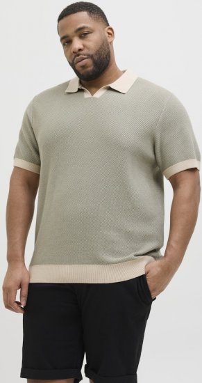 Jack & Jones Ceaston Knit Short Sleeve Sweater Vetiver - Puloverji & jopice - Moški Puloverji & Jopice za Močnejše Postave